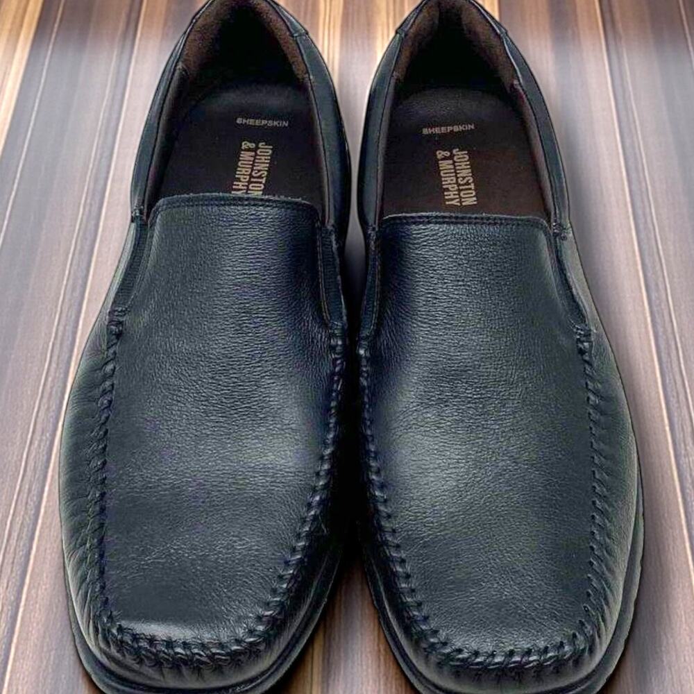 NWOT Men’s 11 EEE JOHNSTON & MURPHY Crawford Venetian Mens Black Leather Loafer